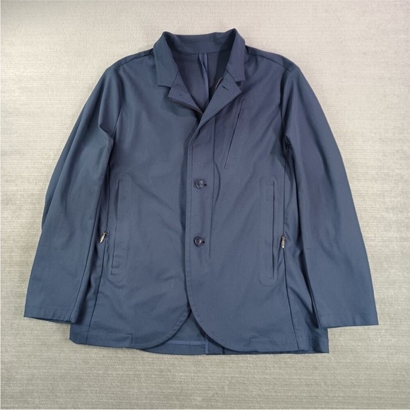 Lululemon Mens MWB Jacket Blazer Medium Blue Zip Up Button Front Stretch Pockets - Picture 9 of 10